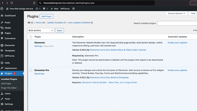 Wordpress Elementor Add Plugins Page