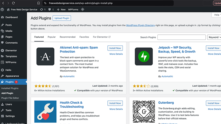 Wordpress Elementor Upload Plugin Page