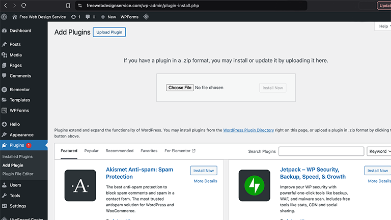 Wordpress Elementor Upload Plugin Or Choose File Page