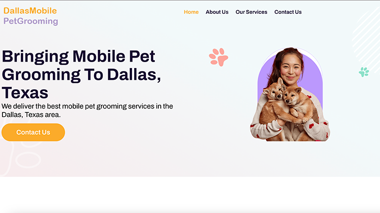 Dallas Mobile Pet Grooming Website Template Preview