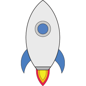 Free Vector Rocket Icon In Blue And White Colors With Yellow And Red Flames
