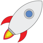 Free PNG Rocket Icon In Gray, Red, Orange And Blue Colors With A Black Border With No Attribution Required