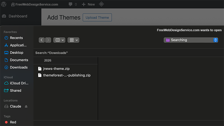 Choose A WordPress Theme To Upload