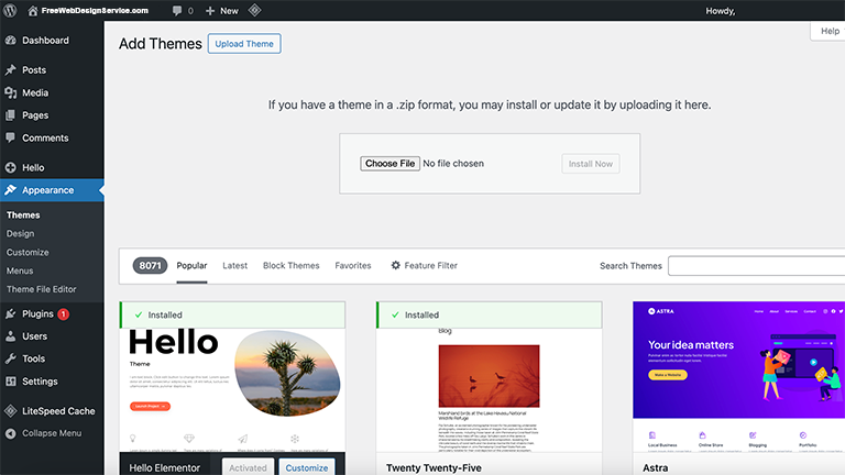Upload A WordPress Theme